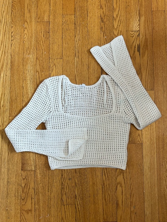 Garage Tops - Garage Square Neck Crochet Long Sleeve Top